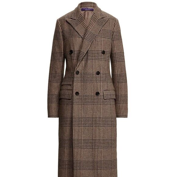 Ralph Lauren Collection ~ Fall 21 Isla Truffle & Morel Glen Plaid Wool Top Coat - Picture 1 of 17